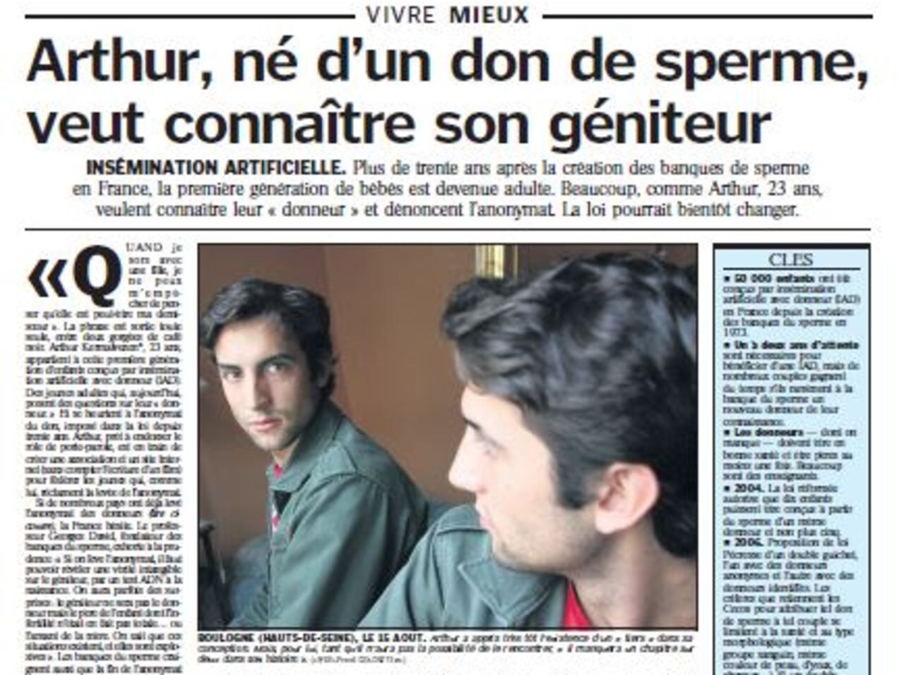 Ne D Un Donneur Anonyme Arthur A Retrouve Son Geniteur Le Parisien