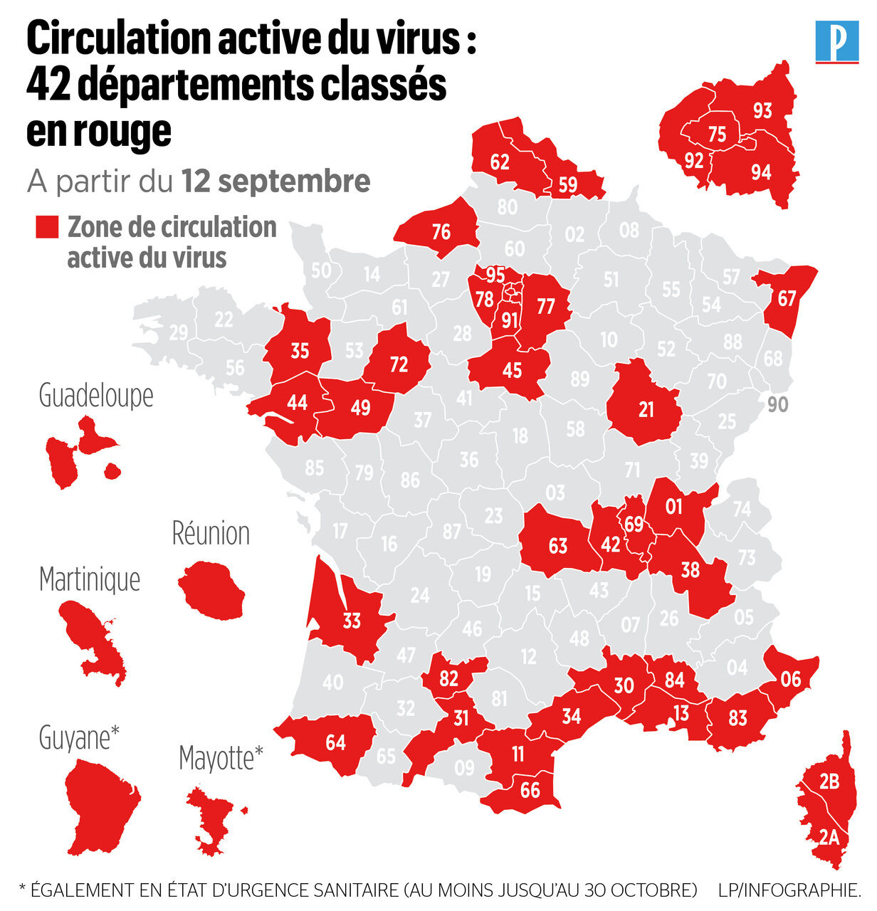 Covid 19 La Carte Des 42 Departements Desormais Classes En Rouge Le Parisien