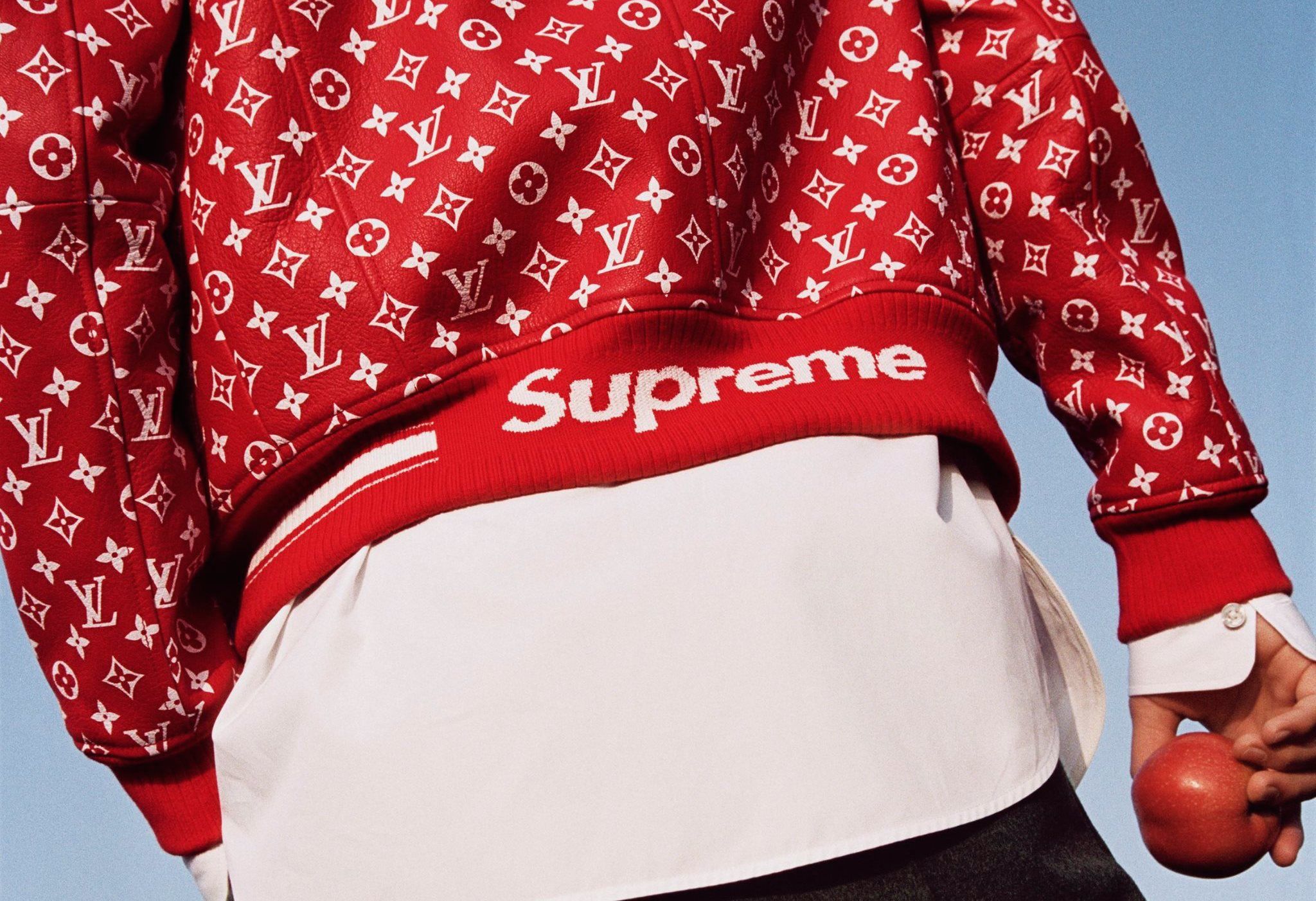Supreme x Louis Vuitton Red Arc Logo Sweatshirt Small New